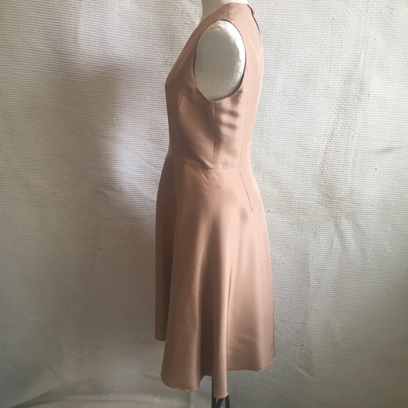 LK Bennett Tan Brown 100% Silk Midi Dress - Picture 4 of 8
